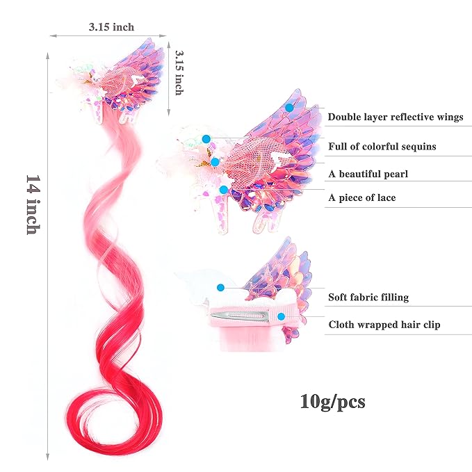 Glitter Unicorn Hair Accessories Hair Clip Hair Bows Hair Extensions Hair Accessories For Girls(5- Colored)