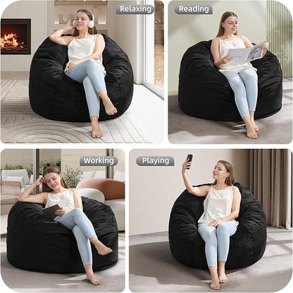 Hobestluk 3FT Bean Bag Chair Giant Bean Bag Chairs for Adults Large Bean Chairs with Removable Cover, Beanbag Chair with Filler, Adult Bean Bag Chairs for Living Room, Bedroom
