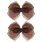 Brown Mesh Hair Bows Alligator Clip 4" Organza Double Tulle Bow Hair Barrettes Pins Happy Fall Thanksgiving Dress Outfit Decoration Accessory Gift for Teens Toddler Girls Kid Child