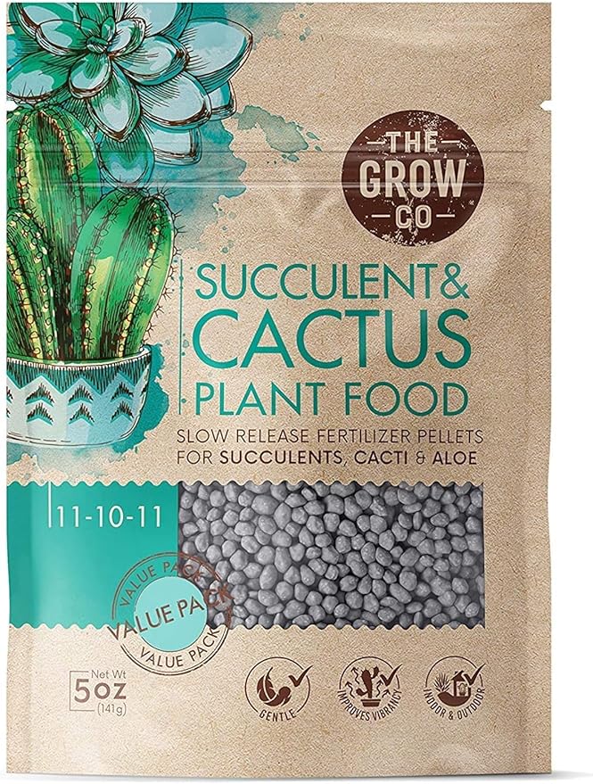 The Grow Co Succulents & Cactus Plant Food - Gentle Long Lasting Formula, Slow Release Fertilizer (Liquid Alternative) for All Potted Succulent, Cacti & Aloe Vera Plants (5 oz)
