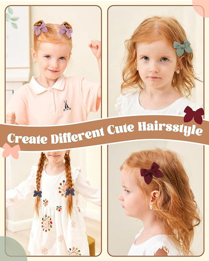 Jollybows 20pcs Baby Hair Bows Clips 2" Mini Fable Alligator Clip Toddler Pigtail Bow Fine Hair Clip Baby Girl Hair Accessories