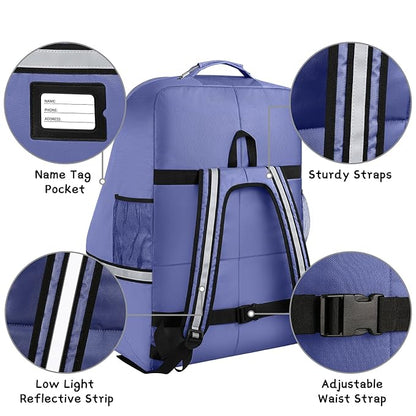 Car Seat Travel Bag - Padded Car Seat Carrier with Steel Cable Handle and Reflective Stripes, Large Durable Airport Gate Check Bag with Shoulder Strap