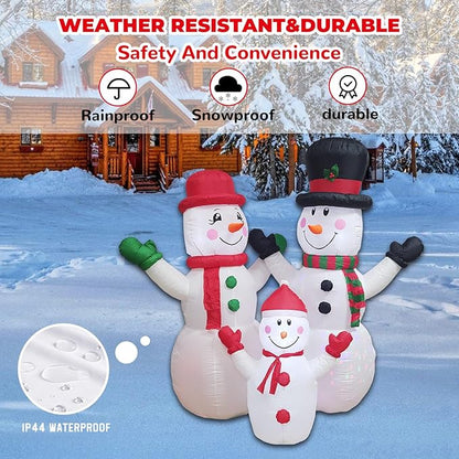 Christmas Inflatable Snowman Family Decorations Blow Up - 7FT Giant Outdoor Snowman Decor with Rotating Lights | Xmas Inflatable for Indoor Outdoor Yard Lawn Garden Party