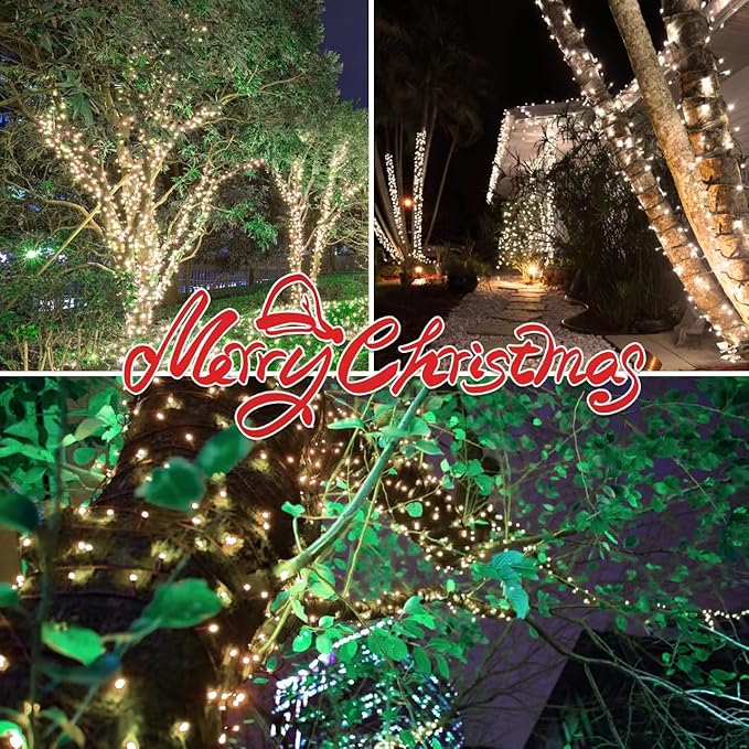 100LIGHTS WARM WHITE Extra-Bright With End Connectors Christmas Decorative Lights 5.98m UL Certified Mini String Light Set Waterproof for Home Garden Holiday Christmas Tree Party Patio Wedding