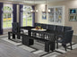 X07FO-B06-24 - 9-piece Dining Room Table Set a Rectangular Dining Table and a wooden Bench and 7 Black Linen Fabric Kitchen Chair, 39x120 Inch, Wire Brushed Black