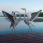 24-27 Inch Standing Crane Garden Sculptures & Statues, Crane Metal Yard Art for Backyard, Lawn, Patio, Porch, Birthday, Wedding Decorations, Gray