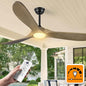 Haipeel 52 Inch Outdoor Ceiling Fans with Lights, Dimmable Solid Wood Ceiling Fan with Light and Remote Control 3 Blades Rustic Propeller Ceiling Fans for Patios Indoor Bedroom, Bronze Gray
