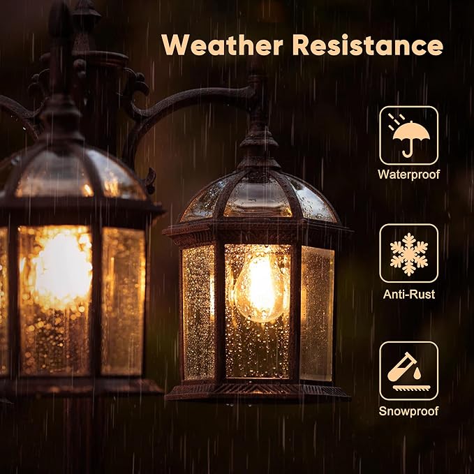 Aluminum Outdoor Lamp Post Birdcage, Hardwired Street Light for Outside, 3-Head Pole Light Modern Lamp Post Outdoor Lighting with Clear Glass Panels for Garden Patio Backyard Walkway Driveway