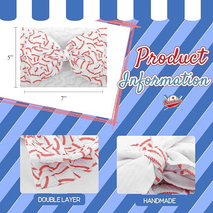 Baseball Hair Bow for Baby Girls Toddler Newborn Infant Headbands Softball Hair Accessories White Bows for Baseball Baby Outfits