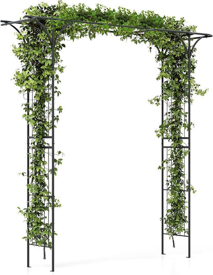 SAFSTAR 81-Inch Garden Arch, Metal Arbor Archway for Climbing Plants, Decorative Lawn Arbor, Heavy-Duty Arch Trellis for Climbing Plants Outdoor Wedding Ceremony Party Backyard