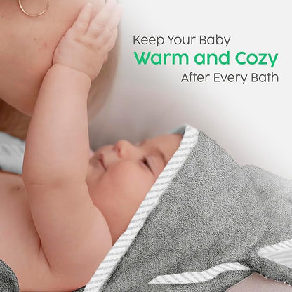San Francisco Baby Towels for Newborn - Hooded Baby Bath Towels for Boys and Girls, Kids Bath Towels with Hood, Grey
