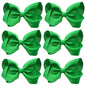 6 PCS 4.5" Solid Color Hair Bows Clips for Girls Toddler Hair Accessories - Green Grosgrain Ribbon Alligator Clips