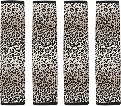 Seat Belt Cover Pad 4 Pack Soft Car Seat Shoulder Strap Pads Seatbelt Strap Cover Leopard Print Car Accessories for Adults Kids Universal Fit