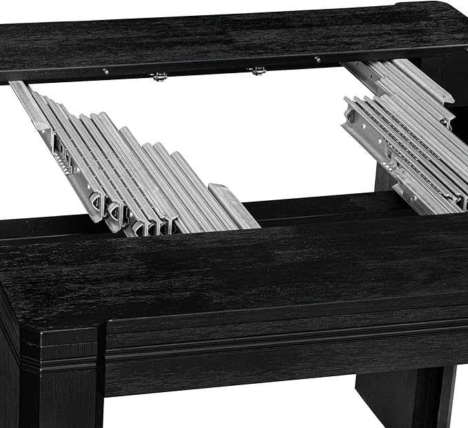 X07FO-B06-24 - 9-piece Dining Room Table Set a Rectangular Dining Table and a wooden Bench and 7 Black Linen Fabric Kitchen Chair, 39x120 Inch, Wire Brushed Black