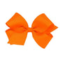 Wee Ones Girls' Classic Grosgrain Hair Bows with Plain Wrap Center, No-Slip Hair Clip, Handmade, Orange, Medium