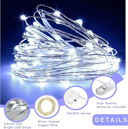 Ostwiki Cool White Fairy Lights Battery Operated String Lights 6 Pack Mini Lights, 20 LED 7ft Twinkle Firefly Starry Lights for DIY Craft Mason Jar Bedroom Wedding Party Table Christmas Decoration