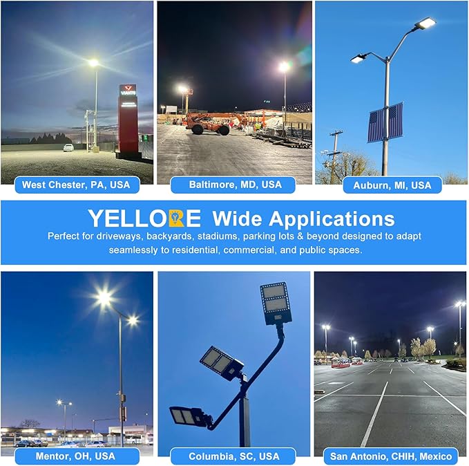 400W LED Parking Lot Light with Photocell 60000LM ETL Listed LED Shoebox Pole Lights 5000K IP65 Waterproof 277-480VAC Input Outdoor Commercial Area Lighting with Slip Fitter