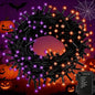FairyGlim Purple&Orange Halloween Lights, 33FT 100 LED Outdoor String Light with Timer & 8 Modes, 3AA Battery Operated Waterproof String Light for Outdoor and Indoor Halloween Decor