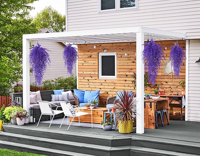 RECUTMS Artificial Hanging Plants Fake Plants Greenery Vines Aritificial Plants Eucalyptus Purple Leaves Hanging Vines Plant Colorful Outdoor Faux Vines Wall Decoration(Pure Purple)