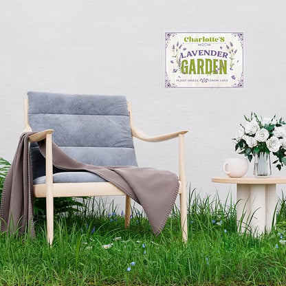 Custom Lavender Garden Sign, Personalized Name for Flower Garden, Christmas Gift and Backyard Décor Sign, 10x14 Inches, Rust Free .040 Aluminum, Fade Resistant, Made in USA by Sigo Signs
