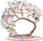 mookaitedecor Natural Fluorite Crystal Money Tree Agate Slice Base Feng Shui Bonsai Crystal Tree for Wealth Luck Desk Decor, 3-4 Inch High