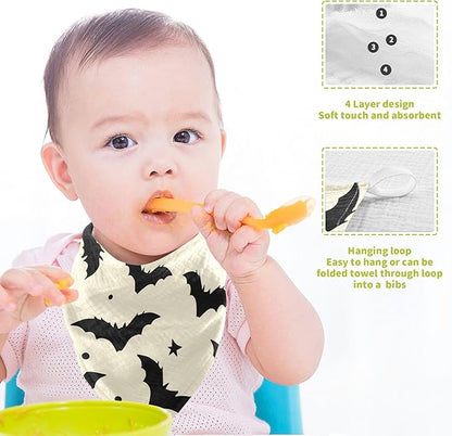 Burbuja Flying Bats Baby Washcloths - Muslin Cotton Soft Absorbent Baby Towel for Newborn Baby Sensitive Skin - Baby Essential Item, 12x12 in, 5 Pack
