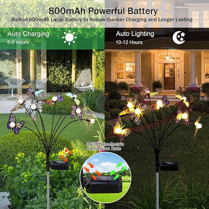 Solar Garden Butterfly Lights, 4 Pack 32 LED Solar Swaying Lights, Swaying in The Wind, Waterproof Firefly Light Outdoor Fairy Light for Garden Patio Yard Pathway Flower Bed Decoration