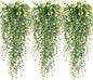 Artificial Hanging Flowers, 3 Pcs Fake Hanging Plants Artificial Vines for Outdoors, Fake Ivy Vine UV Resistant No Fade Faux Plants for Indoor Outside Garden Patio Yard Greenery Decoration (Yellow)