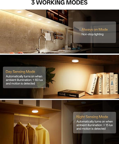 Homelist Upgraded Ultra Bright Motion Sensor Lights Indoor, 6 Pack Rechargeable Puck Light with Remote, 1500mAh Battery Operated Sensor Night Light for Stairs, Cabinet, Bedside, Closet