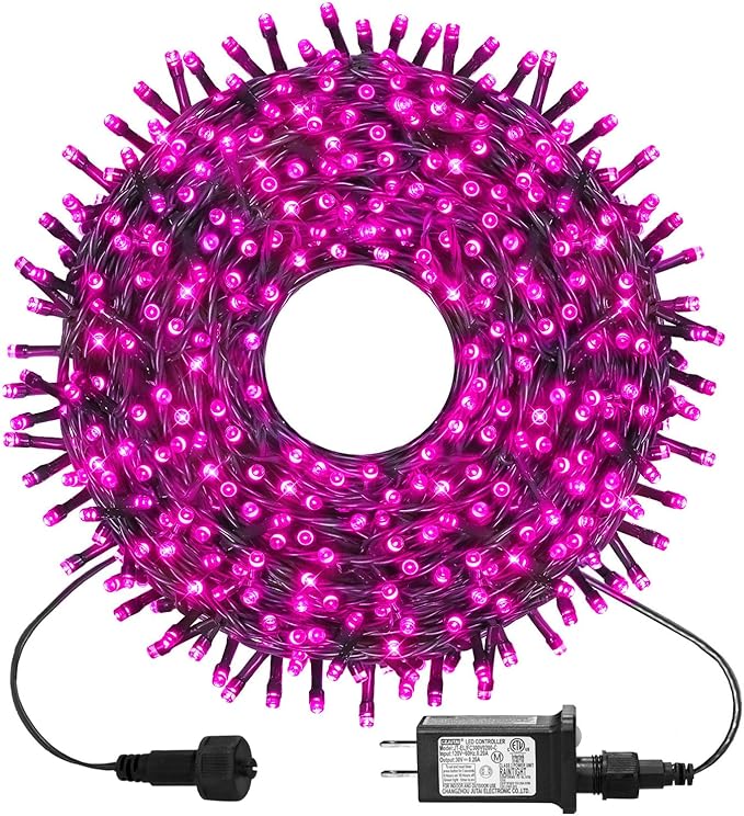 kemooie 300 LED Pink Valentine's Day Lights, 99 FT Connectable 8 Twinkle Modes String Lights with Memory Function, Waterproof Fairy Light for Outdoor Indoor Wedding Party Valentine's Day Decoration