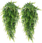 RECUTMS Hanging Artificial Plants 4Pcs UV Resistant Fake Boston Fern Realistic Faux Greenery Plastic Ivy Vines for Wall Home Room Garden Wedding Party Garland Outside Decoration(Green)