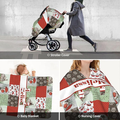 Personalized Baby Car Seat Canopy for Babies with Name, Custom Car Seat Covers for Boys Girls, Mushroom Nursing Breastfeeding Stroller Cover Infant Carseat Canopies for Newborn