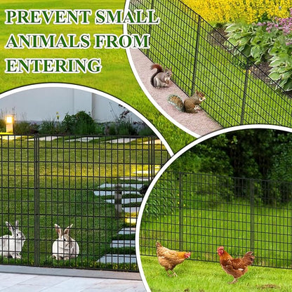 10 Panels Garden Fencing Animal Barrier, 33 in(H) X 24 ft(L) Rabbit Fence for Outdoor Yard No Dig Decorative Tall Garden Fence Metal Wire Rustproof Panel Border Patio Dog Ground Stakes Fencing
