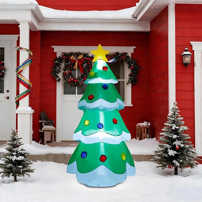 DR.DUDU 5 FT Inflatable Christmas Tree, LED Light up Xmas Tree Blow up Decorations for Christmas Party Indoor Outdoor Yard Garden Lawn Holiday Party
