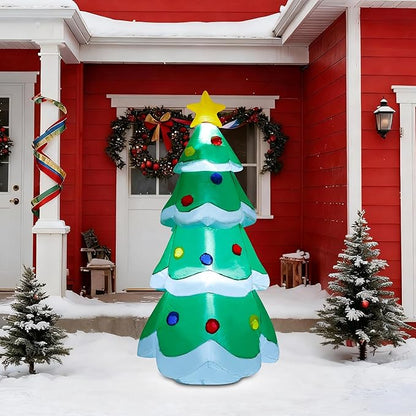 DR.DUDU 5 FT Inflatable Christmas Tree, LED Light up Xmas Tree Blow up Decorations for Christmas Party Indoor Outdoor Yard Garden Lawn Holiday Party