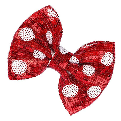 Christmas Glitter Hair Bows Clips Large Sequins Bow Hair Clips Red Dot Hair Barrettes Xmas Hairpin Hair Accessories for Women and Girls