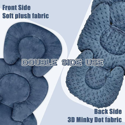 Infant Car Seat Insert Head and Body Support, GFU Reversible Newborn Insert for Carseat with Strap Pads, Soft Stroller Cushion Pillow Insert for Boys and Girls, Fits for Stroller, Swing, Blue