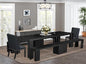 X02FO-206-24 - 5-piece Modern Dining Table Set a Rectangular Dining Table and 2 wooden Benches and 2 Black Linen Fabric kitchen Chair, 39x120 Inch, Wire Brushed Black