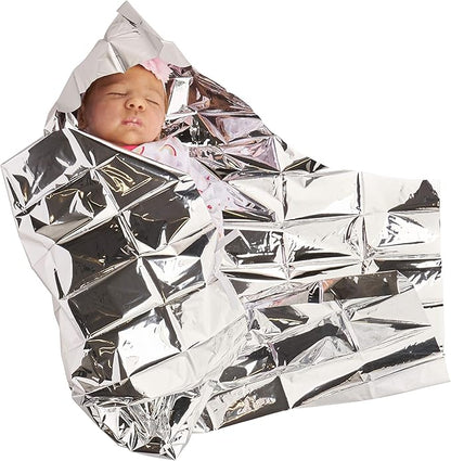 PrimaCare CS-6835 Sterile Foil Baby Bunting Blanket for Newborns and Infant, Disposable Emergency Heat Saving, 30" x 17"