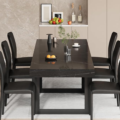 63"-78.74" Rectangular Extendable Dining Table for 6-10 People – Modern Farmhouse Wooden Kitchen Table with Brown Finish, Large Extendable Table for Dining Room or Conference Use