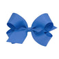 Wee Ones Girls' Classic Grosgrain Hair Bows with Plain Wrap Center, No-Slip Hair Clip, Handmade, Capri Blue, Large