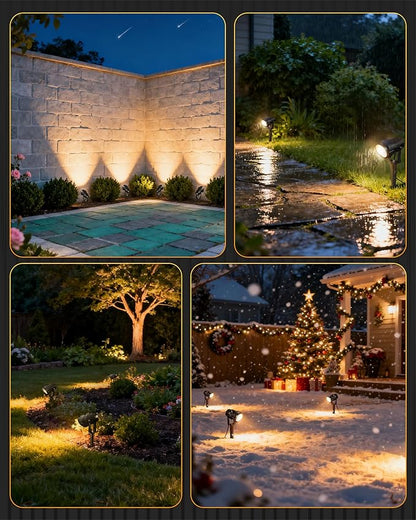 6W 700LM Low Voltage Landscape Lighting, 12V AC/DC 3000K Warm White LED Low Voltage Landscape Lights, IP65 Waterproof Outdoor Spotlights with Connectors for Garden Tree Yard 2 Pack W01SLP206