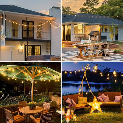 Mlambert 50Ft Outdoor String Lights, G40 Globe Patio Lights with 25+2 Waterproof LED Hanging Plastic Bulbs for Gazebo Pergola Cafe Bedroom-Brown Wire