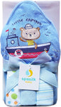 Spasilk Hooded Bath Towel and Washcloths Set for Newborns, 1 Soft Terry Baby Towel and 3 Baby Washcloths, Baby Essentials, Ideal, One Size, Blue Sailor