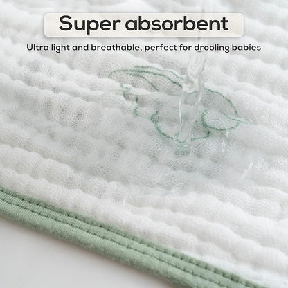 Muslin Hooded Baby Towels for Newborns, 32"x32", 100% Cotton – 6 Layers Super Soft Absorbent Breathable, Baby Bath Towel, Toddler Bath Towel – Pack of 2