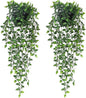 Artificial Hanging Plants,2 Pack Fake Wall Plants,Faux Mandala Vines Potted Plant,Plastic Greenery with Wall Planter for Indoor Outdoor Garden Patio Office Décor