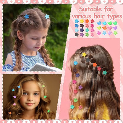 112 Pcs Baby Hair Clips - 28 Color Mini Flower and Butterfly Clips for Girls, Toddlers - Small Claw Clips With Organizer Box - Cute Hair Accessories