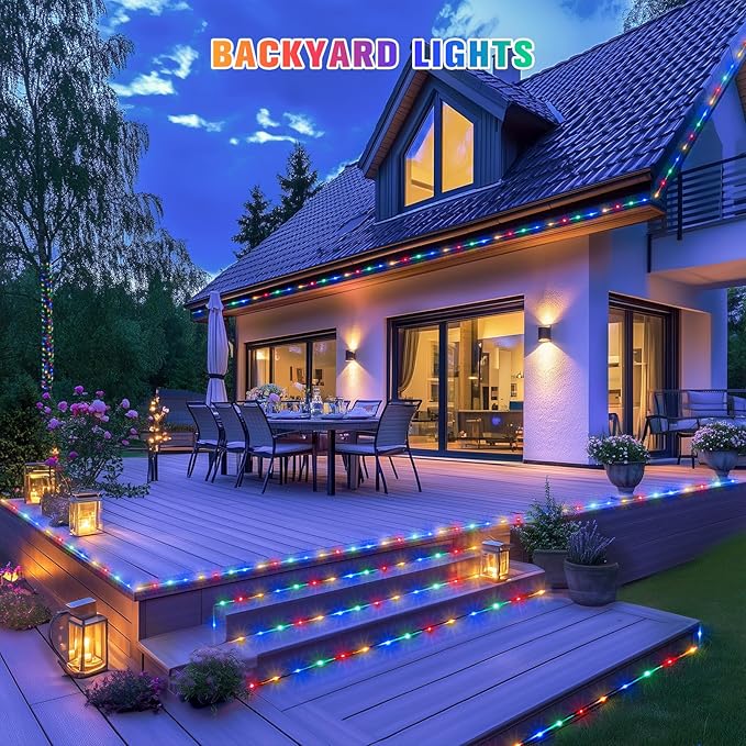 JMEXSUSS 2 * 200 LED Solar Rope Lights, 66ft IP 65 Waterproof Camping Light Outdoor, 8 Modes Trampoline Accessories Solar Trampoline Lights for Camp Ladder Slide Tent (Multicolor)