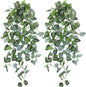 LOYWREE 2 Pack 39-in Long Fake Hanging Plant with Pot Faux Pothos Artificial Potted Plants Small Faux Ivy Vine Plant for Indoor Outdoor Aesthetic Office Living Room Shelf Decor (Black Pot)