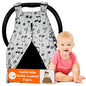 Dear Baby Gear - 40x30 Car Seat Canopy, Infant Carrier Cover for Boys & Girls, Cozy Fall, Nursing & Stroller Use, Newborn Travel Sunshade, Watercolor Music Notes, Black Minky Dot